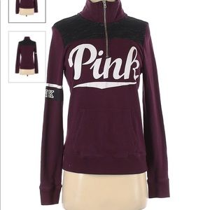 Vs Pink Maroon Quarter Zip pull over sweater